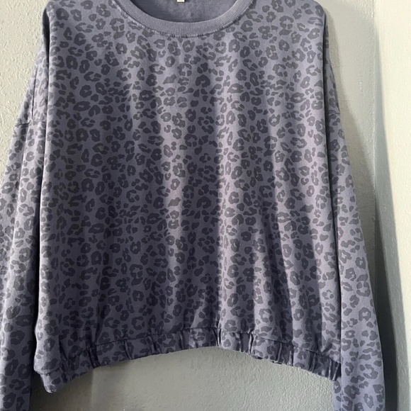 Z Supply Purple Leopard Print Crew Neck Sweater - Picture 2 of 4